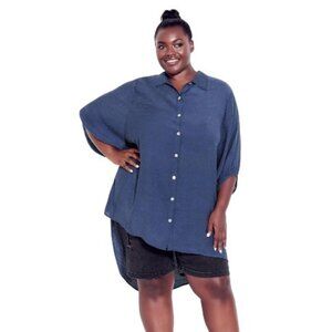 AVENUE Renata Longline Shirt Size: 26/28 Color: Navy NWOT